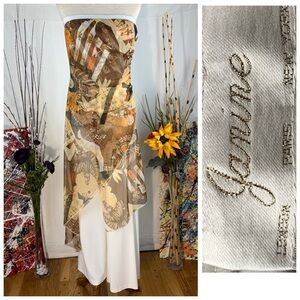 Janine cream jumper with attached overlay.